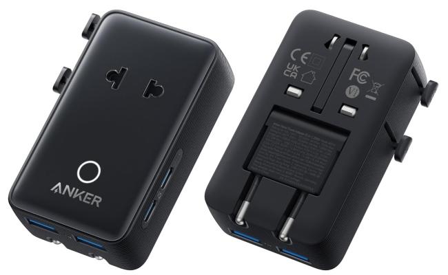Anker Nano Travel Adapter, 5-Port Power Adapter with 1× 2-Pin AC, 2 USB A, 2 USB C for 20W, Smart Temperature Control, Works in 200+ Countries, not a Voltage Converter, Travel Essentials (1-Pack) - Black